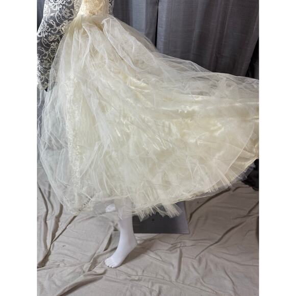 Vintage Lace and Tulle Tea Length Wedding Dress Sz Small - Picture 7 of 7